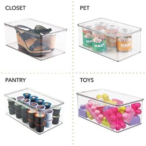 mDesign Stackable Plastic Closet Storage Container Bin Box with Hinge Lid for Organizing Shoes, Booties, Pumps, Sandals, Wedges, Flats, Heels - Lumiere Collection - 6 Pack - Clear