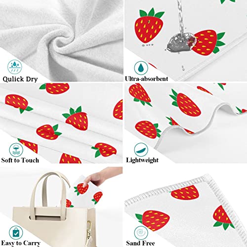 Naanle Fresh Cute Strawberry Pattern Soft Absorbent Hand Towel Decor for Bathroom, Guest, Hotel, Kitchen, Gym and Spa(16" x 30")