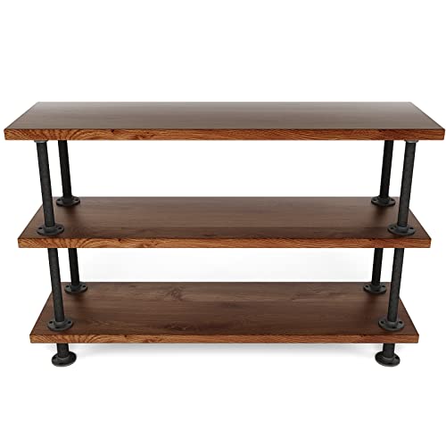 MUZIK 3-Tier Industrial Pipe Table Leg Set, Iron Pipes Base Legs Rustic Iron Pipe Shelves for Shoe Rack, Kitchen Rack, Storage Organiser, Bookcase, Wood Planks NOT Included