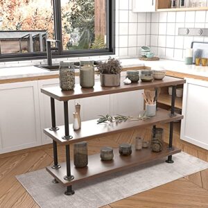 MUZIK 3-Tier Industrial Pipe Table Leg Set, Iron Pipes Base Legs Rustic Iron Pipe Shelves for Shoe Rack, Kitchen Rack, Storage Organiser, Bookcase, Wood Planks NOT Included