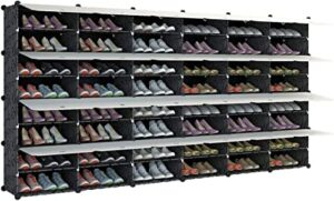 kousi 6 x 8-tier shoe rack shoe tower storage cabinet shoe organizer storage organizer modular shoe cabinet with doors, black