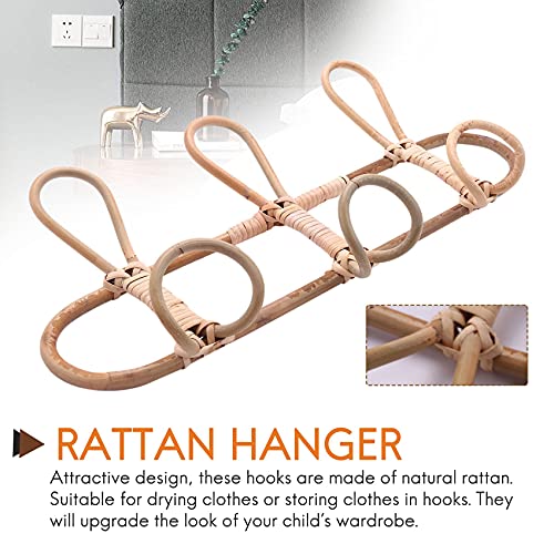 Pteanecay Rattan Clothes Hanger for Kids,Bamboo Garments Baby Hangers Children Organizer Room Nursery Decoration(15.7 * 7.9inch)