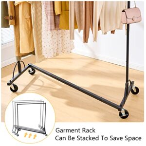 Hoctieon Z Rack,Rolling Clothing Racks with Z-Base,Heavy Duty Garment Rack,Clothes Rack On Wheels With Brakes,Sturdy Metal Hanging Holder,Clothes Organizer Rack - Black