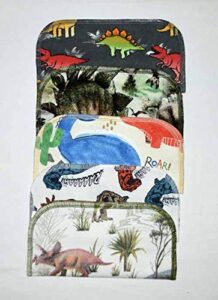 2 ply printed flannel 8x8 inches set of 5 dinosaurs