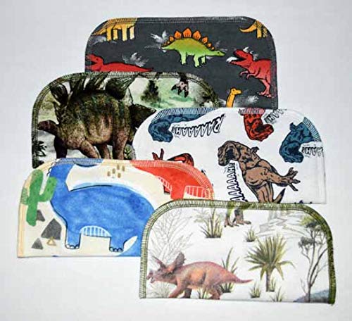 2 Ply Printed Flannel 8x8 Inches Set of 5 Dinosaurs