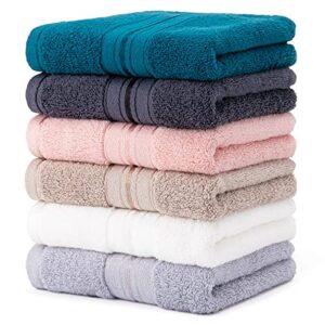 lizling hand towels 6 pack, hand towels for bathroom,100% cotton,13 x 29 inch, soft and highly absorbent, hand towel set for face,hotel, spa, sport, trip and camping - multicolor
