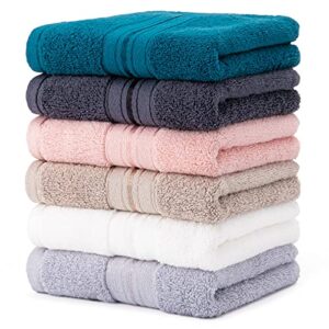 Lizling Hand Towels 6 Pack, Hand Towels for Bathroom,100% Cotton,13 x 29 Inch, Soft and Highly Absorbent, Hand Towel Set for Face,Hotel, Spa, Sport, Trip and Camping - Multicolor