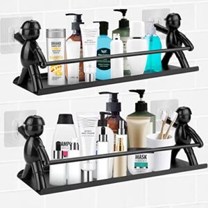 TAEYONK Shower Caddy Shelf Organizer Rack(2Pack), Self Adhesive Black Bathroom Shelves Basket Inside Shower, Wall Mount Shower Storage Home Organization Rv Accessories, First Apartment Essentials