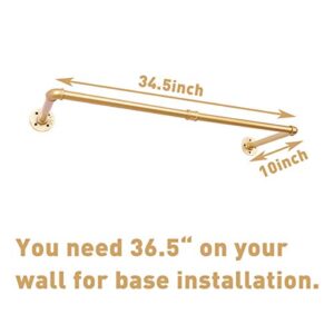 AddGrace Industrial Iron Pipe Clothing Garment Rack Wall Mounted Closet Rod Retail Display Rack Closet Storage Clothes Organizer Gold