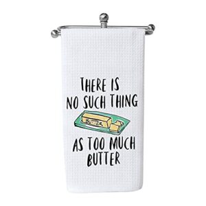 wcgxko funny kitchen towels bitch there is no such thing as too much butter cute housewarming gift novelty dish towel (too much butter)