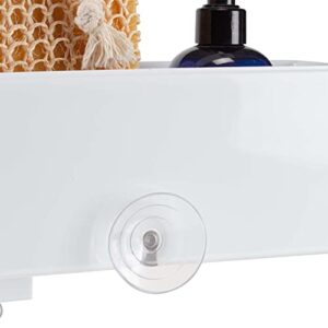 Bath Bliss 3 Tier Hanging Suction White Shower Caddy | Dimensions: 4"x 11.3"x 34.7" | 2 Hooks Mounted on Shower Head | Glass Shower Door | Great for Hold Bottles | Suction Cup Hold