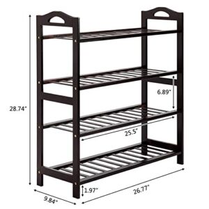 4 Tier Bamboo Shoe Rack Shoe Shelf Organizer Free Standing Stackable Shoe Shelf Entryway Shoe Organizer Unit Storage Rack Natural Shoe Hold Stand Storage Modern Wood Home Furniture (Ship from USA)