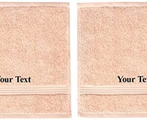 Maura Personalized Towels Super Soft, Highly Absorbent, Bathroom Towel Sets, 100% Cotton USA Monogrammed Gifts (Washcloths - Set of 2, Pearl Blush)