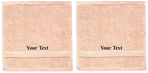 Maura Personalized Towels Super Soft, Highly Absorbent, Bathroom Towel Sets, 100% Cotton USA Monogrammed Gifts (Washcloths - Set of 2, Pearl Blush)