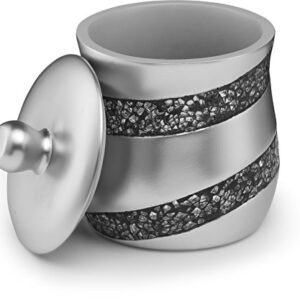 Creative Scents Silver Mosaic Qtip Holder - Decorative Cotton Ball Jar - Durable Resin cotton Swab dispenser - Beautiful Bathroom Vanity storage Accessories