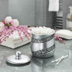 Creative Scents Silver Mosaic Qtip Holder - Decorative Cotton Ball Jar - Durable Resin cotton Swab dispenser - Beautiful Bathroom Vanity storage Accessories