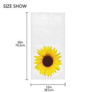 Yellow Sunflower Guest Hand Towels for Bathroom Summer Kitchen Dish Towel 16x30 in, Multipurpose Soft Quality Premium Washcloths Fingertip Bath Towel Decor for Hotel Spa Gym Sport 30 x 15 inches