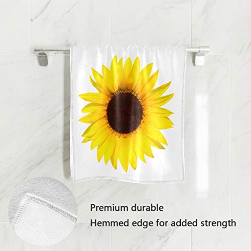 Yellow Sunflower Guest Hand Towels for Bathroom Summer Kitchen Dish Towel 16x30 in, Multipurpose Soft Quality Premium Washcloths Fingertip Bath Towel Decor for Hotel Spa Gym Sport 30 x 15 inches