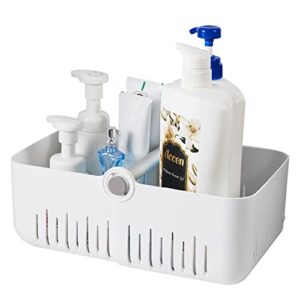 domonic home plastic shower caddy portable with handle, cleaning caddy with drain holes, bathroom caddy for dorm, bathroom, home, college