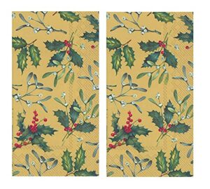 christmas hand towels sets: quality disposable paper hand towels featuring beautiful holiday themes - 32 total holiday guest towels per set (esther gold)