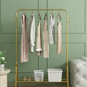 GAMNOF Gold Clothes Rack Metal Clothing Rack 1 Shelf Garment Rack for Storage and Organization of Clothes, Hats and Bags and etc