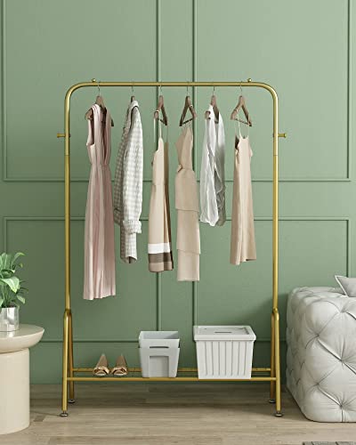 GAMNOF Gold Clothes Rack Metal Clothing Rack 1 Shelf Garment Rack for Storage and Organization of Clothes, Hats and Bags and etc