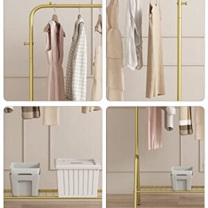 GAMNOF Gold Clothes Rack Metal Clothing Rack 1 Shelf Garment Rack for Storage and Organization of Clothes, Hats and Bags and etc