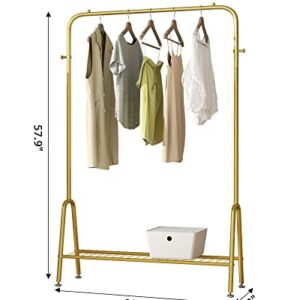 GAMNOF Gold Clothes Rack Metal Clothing Rack 1 Shelf Garment Rack for Storage and Organization of Clothes, Hats and Bags and etc