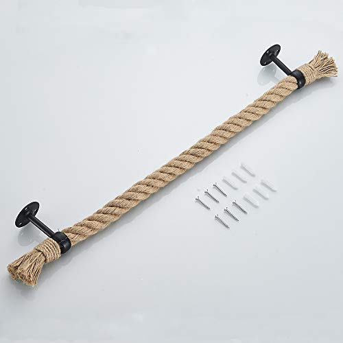 YJ YANJUN Nautical Towel Bar Black Nautical Accessories for Bathroom Nautical Bathroom Decor Rope Towel Racks for Bathroom Wall Mounted