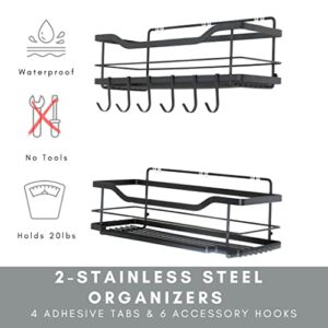 Goodedge Black Shower Caddy [with 2 extra Adhesives, No Drilling]: A Perfect Stainless Steel Shower Basket As Your Bathroom Organizer, Kitchen Organizer and Shower Caddy Shelf