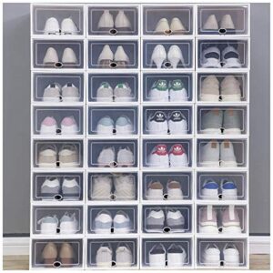 rbtoday shoe storage boxes 24 pack clear plastic stackable -white - practical shoes racks organizers shoe storage organizer cabinet