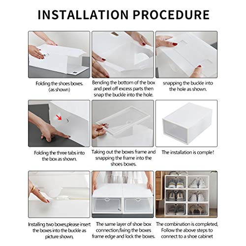 RBtoday Shoe Storage Boxes 24 Pack Clear Plastic Stackable -White - Practical Shoes Racks Organizers Shoe Storage Organizer Cabinet