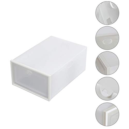 RBtoday Shoe Storage Boxes 24 Pack Clear Plastic Stackable -White - Practical Shoes Racks Organizers Shoe Storage Organizer Cabinet