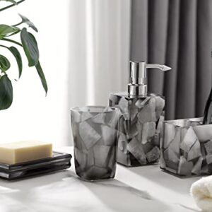 AIMONE Bathroom Accessories Set - 4 Pcs Black Marble Bathroom Sets - Includes Soap Dispenser, Toothbrush Holder, Tumblers & Soap Dish- Housewarming Gift - Bathroom Vanity Countertop Organizer