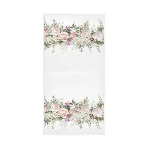 bolaz hand towels bath towels for bathroom washcloths face cloths cotton retro pink rose and leaves decorative absorbent soft 30x15in