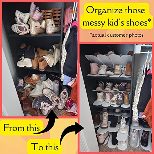 Adjustable Shoe Stackers [20 PACK] - Double Deck Shoe Rack Organizer for Closet Organization - Smart Small Space Solution - Shoe Slot Organizers - Freestanding Stacking Shoe Holder
