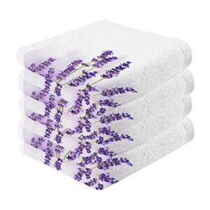 MAOBLYR Lavender Flowers Pure Cotton Washcloths 2 Pack,Soft Fingertip Towel Absorbent Hand Towels Face Towels for Bathroom,Hotel,Gym and Spa