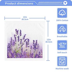 MAOBLYR Lavender Flowers Pure Cotton Washcloths 2 Pack,Soft Fingertip Towel Absorbent Hand Towels Face Towels for Bathroom,Hotel,Gym and Spa