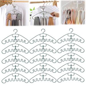 fetnhu wave pattern hanger, multifunctional magic wave pattern stackable hanger, 8 slots non slip stackable space saver closet organization hangers for bra top camisole (green,15pcs)