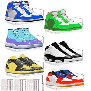 stahmfover 6-pack large floating shoe shelves to display collectible shoes and sneakers, clear shoe storage shelf wall mounted