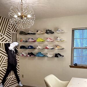 STAHMFOVER 6-Pack Large Floating Shoe Shelves to Display Collectible Shoes and Sneakers, Clear Shoe Storage Shelf Wall Mounted