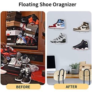 STAHMFOVER 6-Pack Large Floating Shoe Shelves to Display Collectible Shoes and Sneakers, Clear Shoe Storage Shelf Wall Mounted
