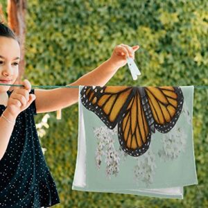 Hand Towels,2 Pack Monarch Butterfly Illustration Drawn in Pen with Digital Color Soft Luxury Towel for Bathroom Kitchen, Beach