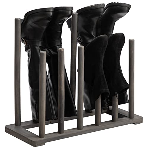 PARANTA 6-Pair Boots Storage Rack, Stand-alone Shoe Rack Organizer, Gray