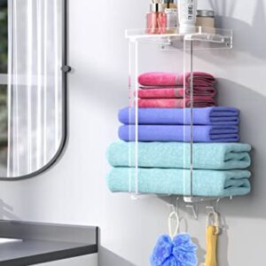 NPPLUS Towel Racks for Bathroom,Acrylic Clear Towel Rack Holder Wall Mounted, Towel Storage Organizer, Bath Towel Holder for Folded Large Towel Washcloths, Small Rolled Towels, Hand Towels