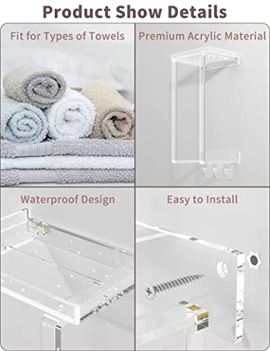 NPPLUS Towel Racks for Bathroom,Acrylic Clear Towel Rack Holder Wall Mounted, Towel Storage Organizer, Bath Towel Holder for Folded Large Towel Washcloths, Small Rolled Towels, Hand Towels