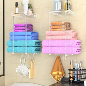 NPPLUS Towel Racks for Bathroom,Acrylic Clear Towel Rack Holder Wall Mounted, Towel Storage Organizer, Bath Towel Holder for Folded Large Towel Washcloths, Small Rolled Towels, Hand Towels