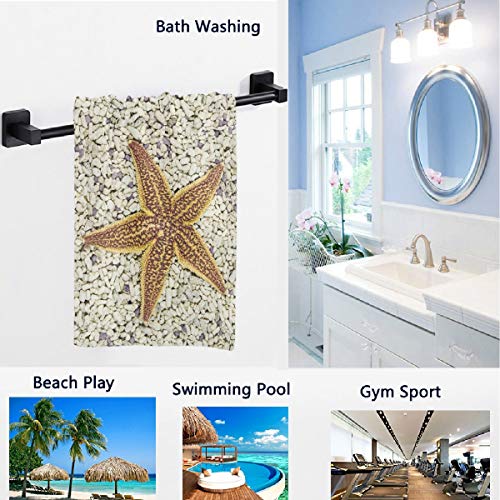 Naanle Chic 3D Marine Style Pebble Beach Starfish Soft Large Decorative Hand Towels Multipurpose for Bathroom, Hotel, Gym and Spa (16" x 30",Floral)