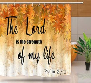 gold maple leaves shower curtain bible verse scripture quotes bath curtain accessories with 12 hooks polyester fabric 66x72 in ylmyea47