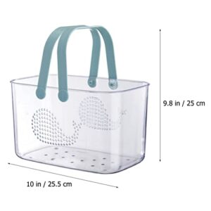 LALAFINA Loofah shower caddy basket Plastic Storage Basket Shower Organizer Bucket with Handle for Kitchen Dorm Bathroom Garden Cleaning Supplies Sky- blue Scrunchies